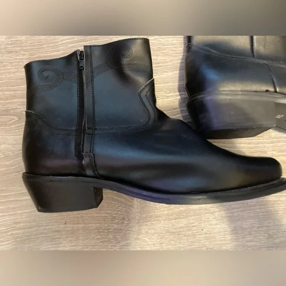 Saddle Tramp Men's Black Western Cowboy Ankle Leather Zip Boots 12W - Picture 2 of 8